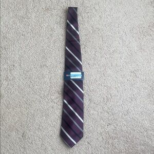 Knightsbridge Striped Tie in Purple and Silver
